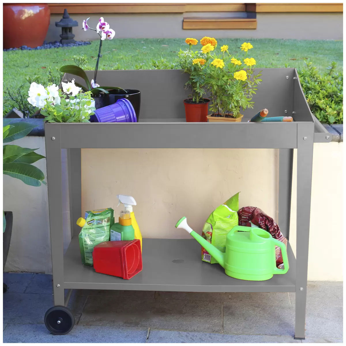 Potting Bench Table Slate Grey 100 x 55 x 101cm 3