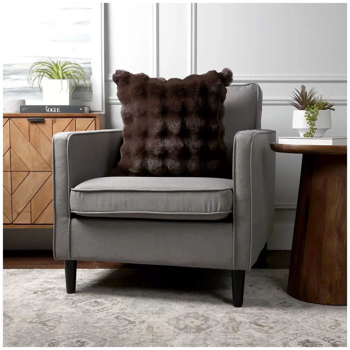 Luxe faux fur cushion 55 x 55cm dark brown 3