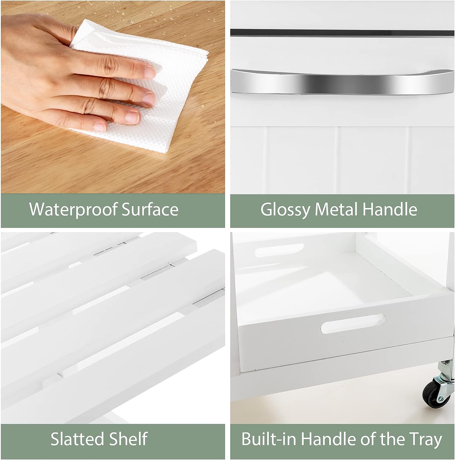 Kitchen Island on Wheels with Storage 7