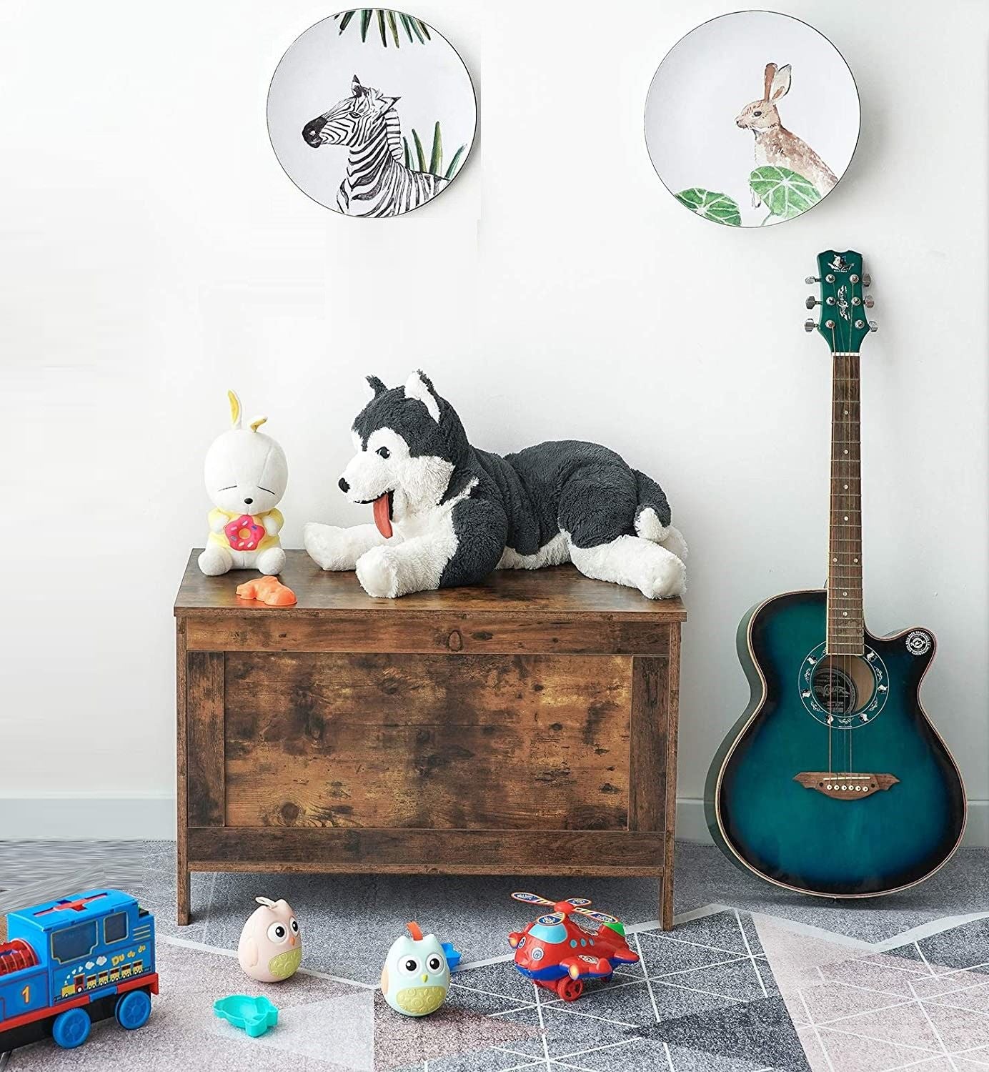 Wooden Sturdy Entryway Storage Bench with Safety Hinge 5