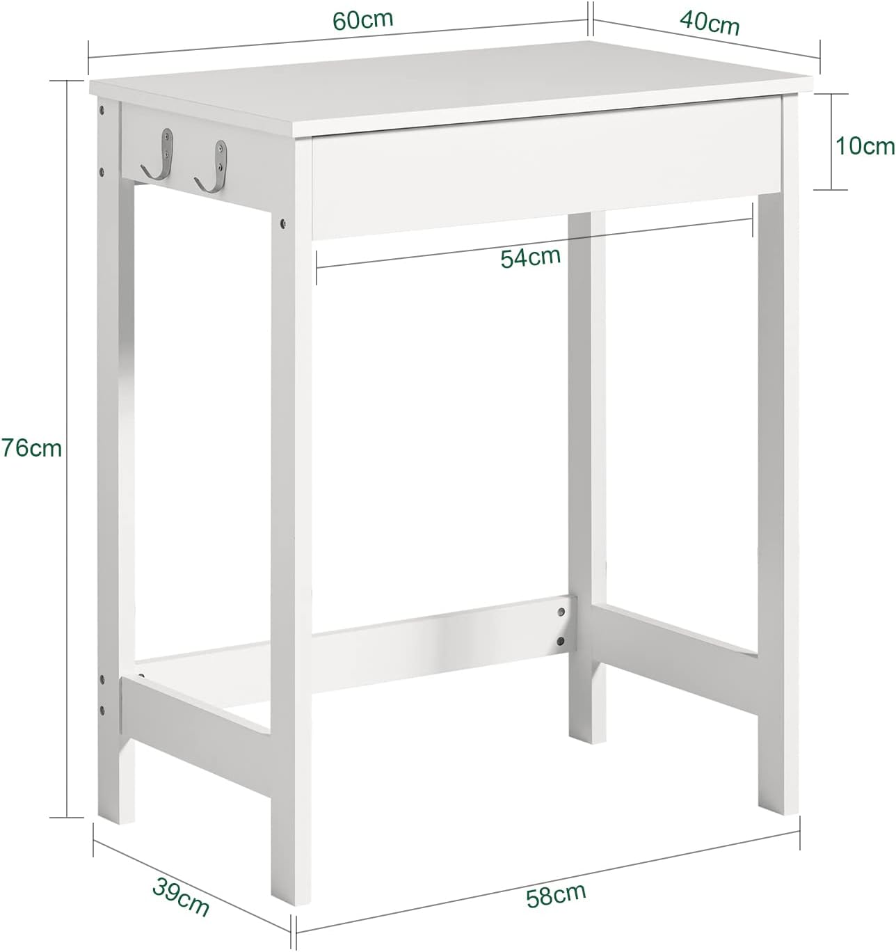 Small White Desk with Drawer Hooks 3