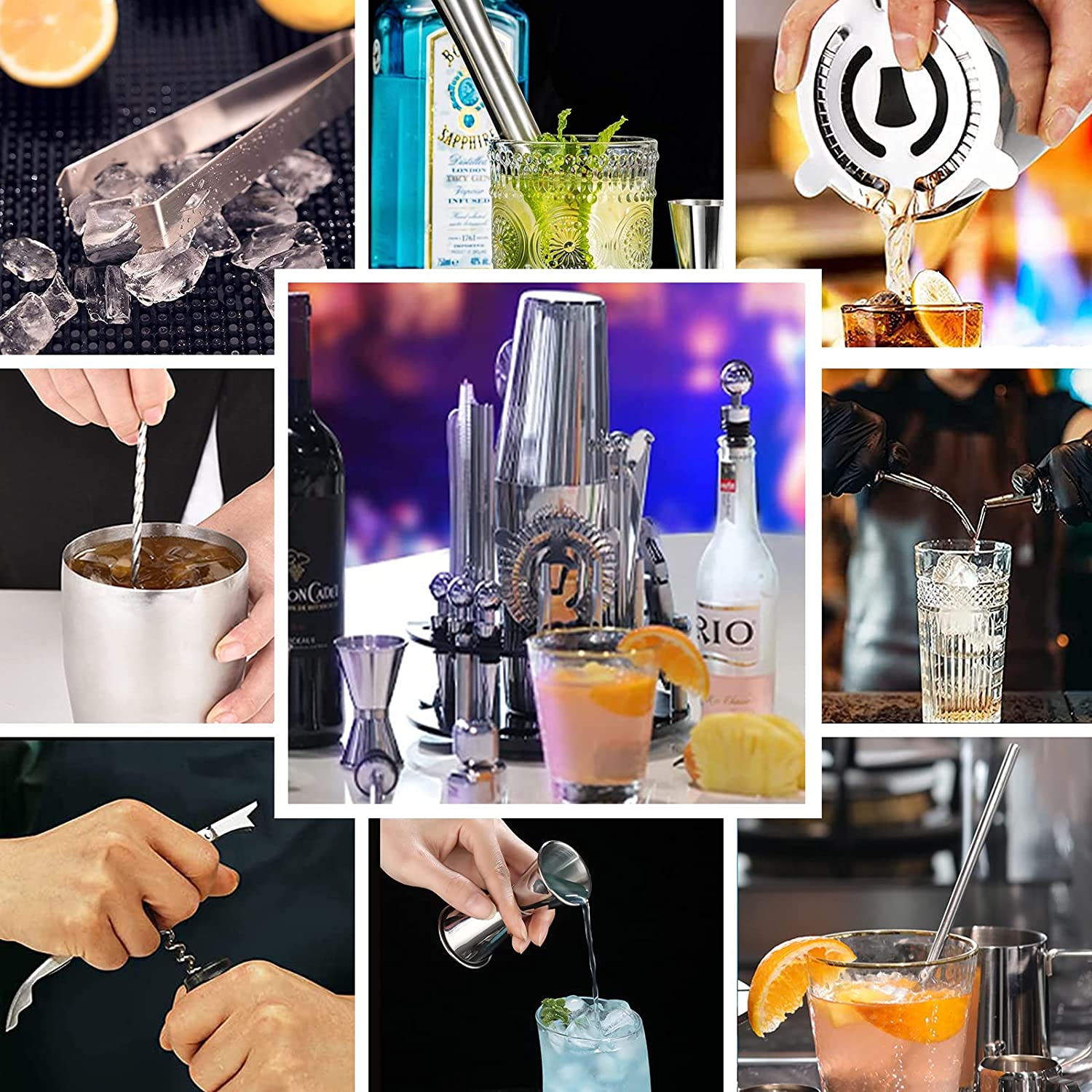 Cocktail Shaker Set Boston 23-Piece Stainless Steel and Professional Bar Tools for Drink Mixing 6