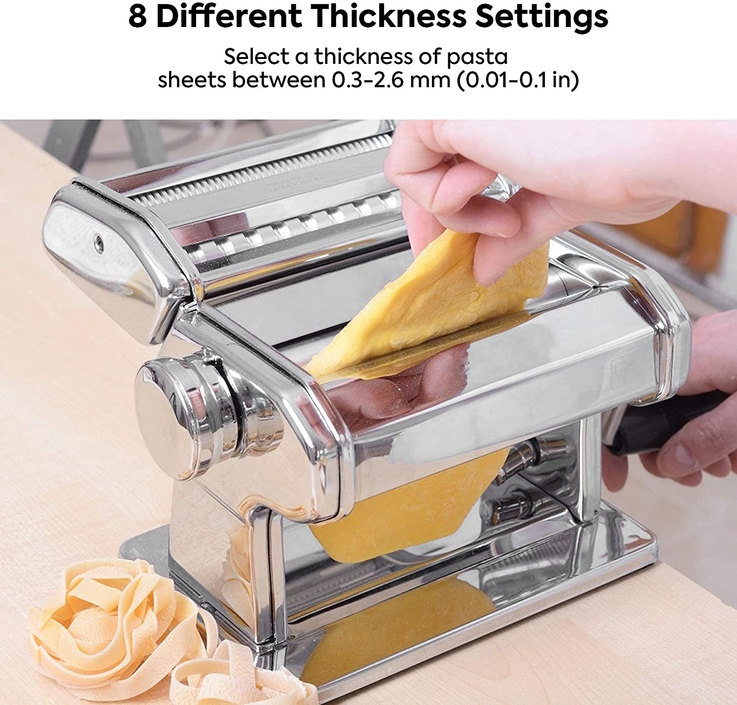 Pasta Maker Manual Steel Machine with 8 Adjustable Thickness Settings 4