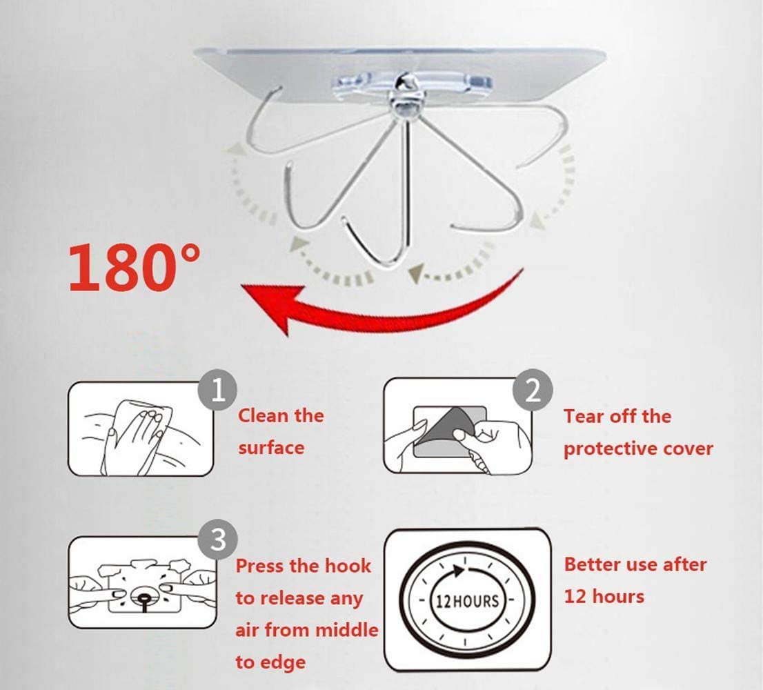 24 Packs Heavy Duty Adhesive Hooks Kitchen Wall Hooks 3