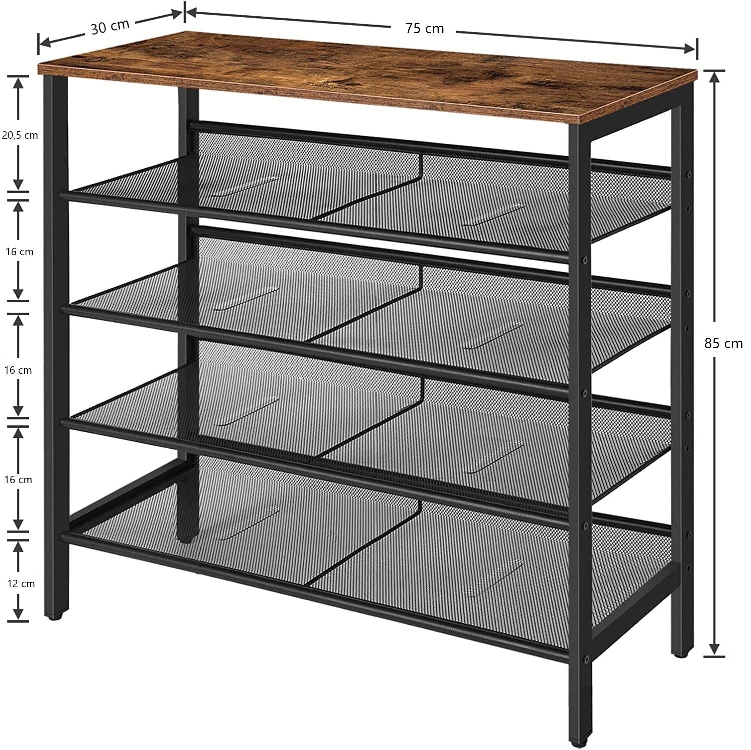 5-Tier Shoe Rack, Industrial Shoe Organizer Storage Bench 3