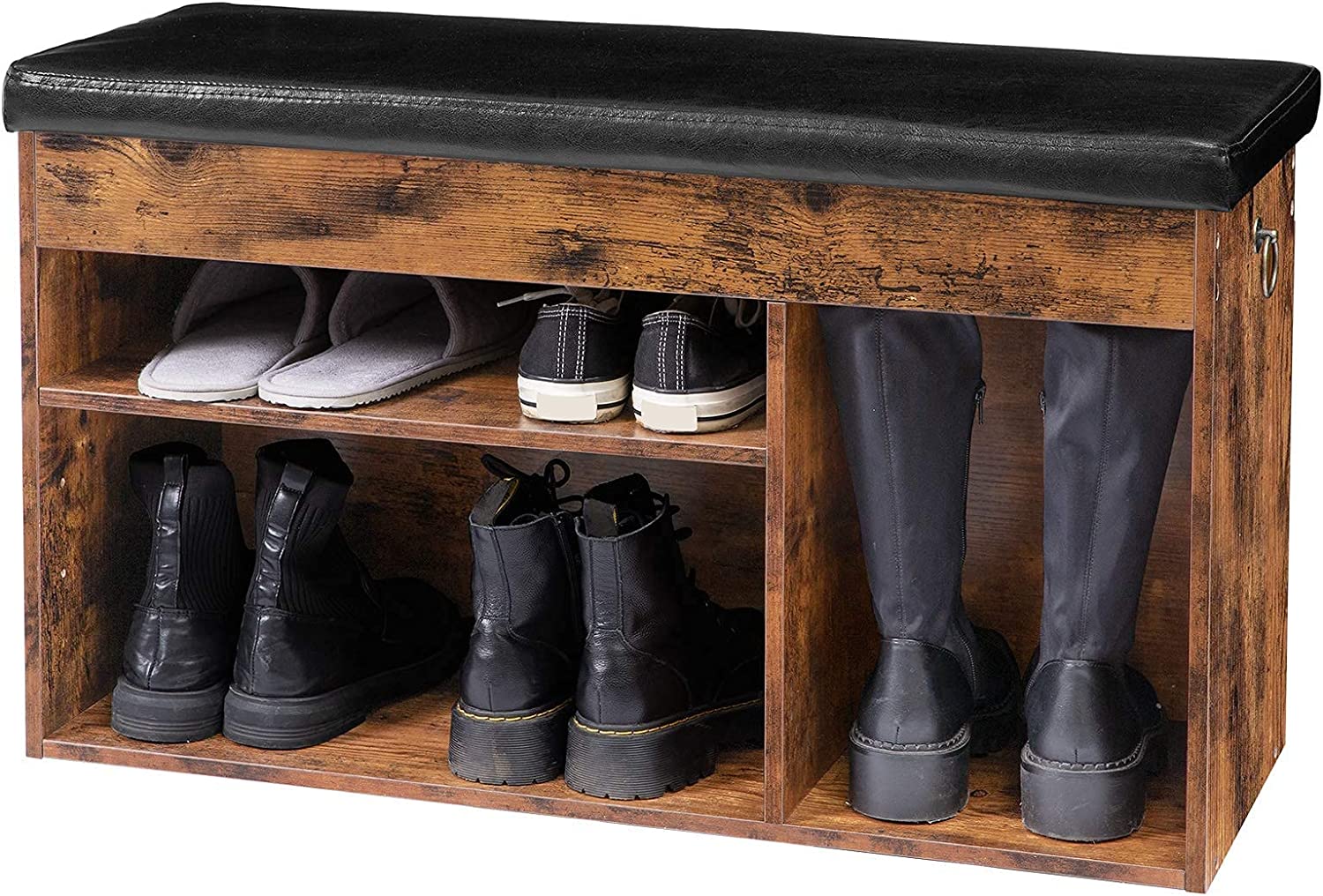 Shoe Storage Bench with Padded Cushion,Flip-Open Storage Box and Adjustable Shelf for Entryway and Living Room 5