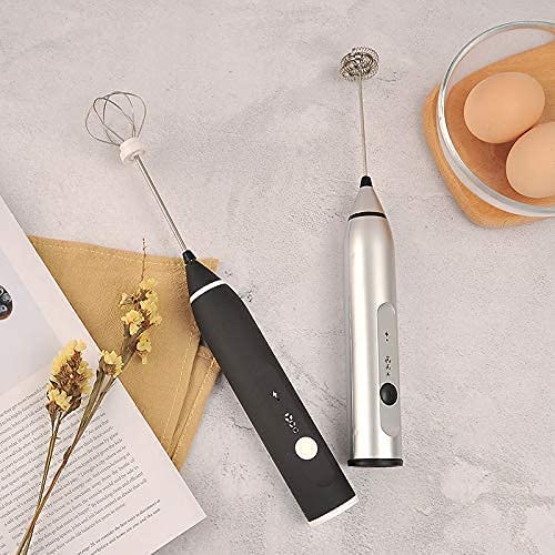 Silver Rechargeable Electric Milk Frother Handheld (3 Speeds) 6