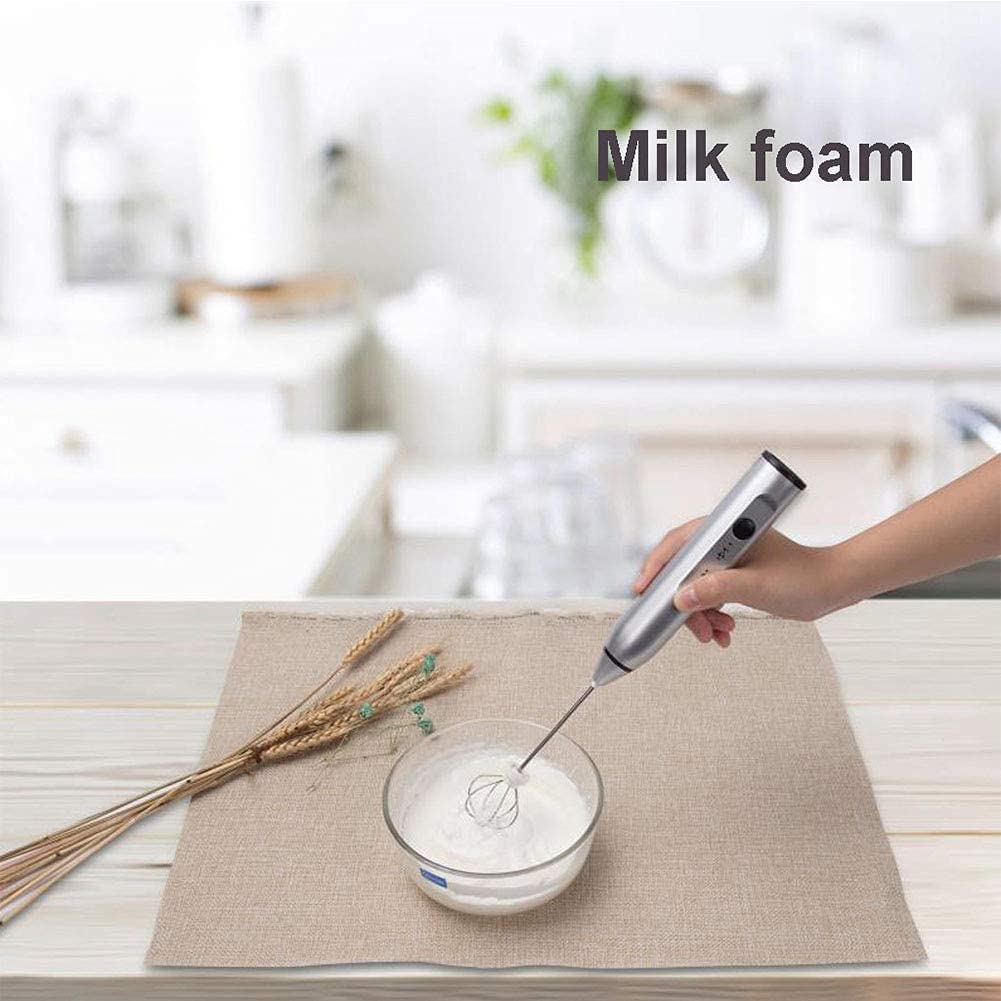Silver Rechargeable Electric Milk Frother Handheld (3 Speeds) 9