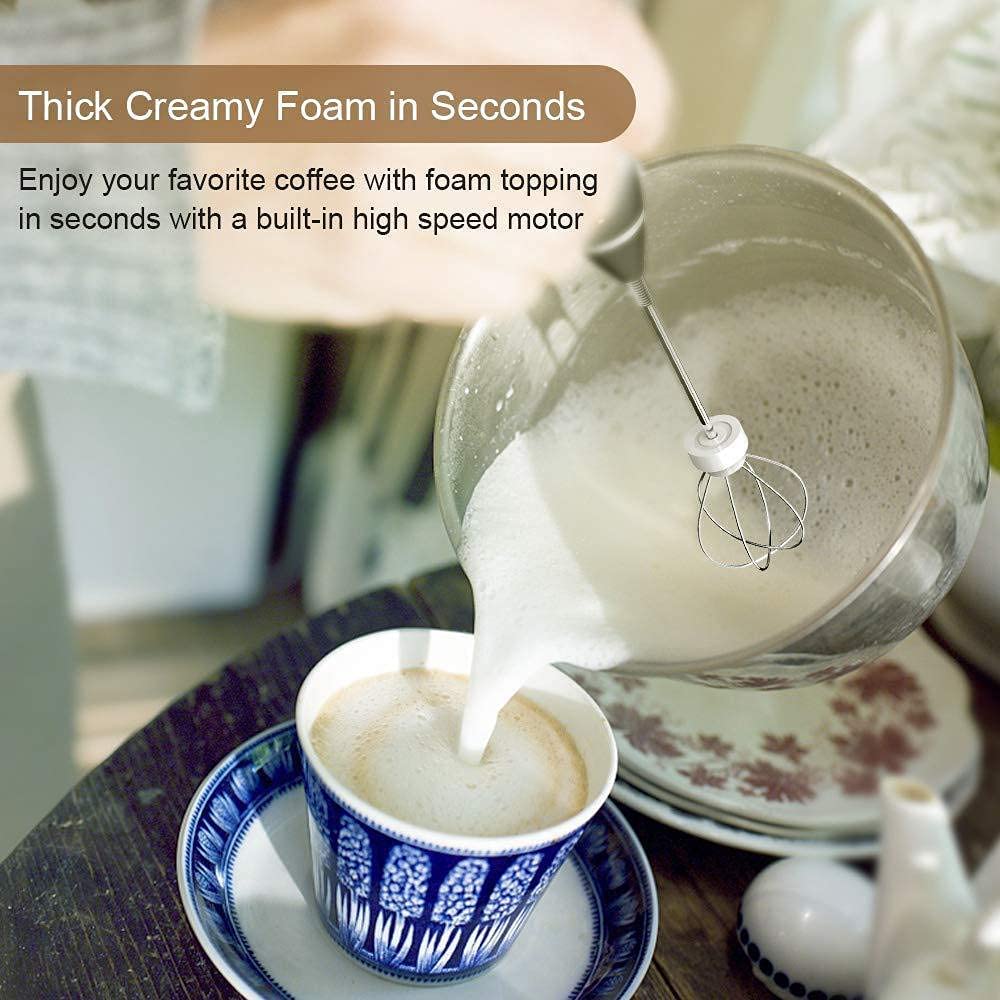Black Rechargeable Electric Milk Frother Handheld (3 Speeds) 7