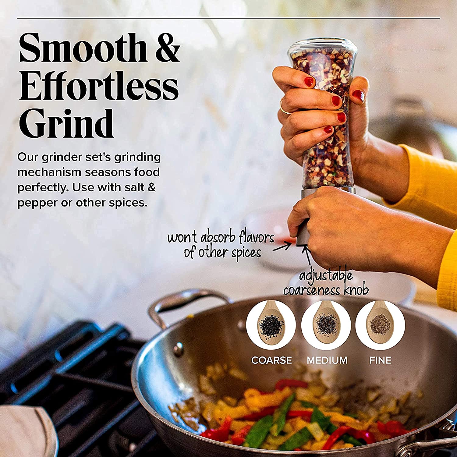 Modern Stainless Steel Salt and Pepper Grinder Set 3