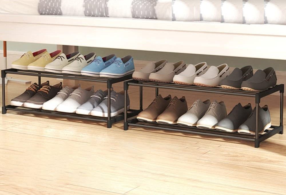 4-Tier Stainless Steel Shoe Rack Storage Organizer to Hold up to 15 Pairs of Shoes (55cm, Black) 5