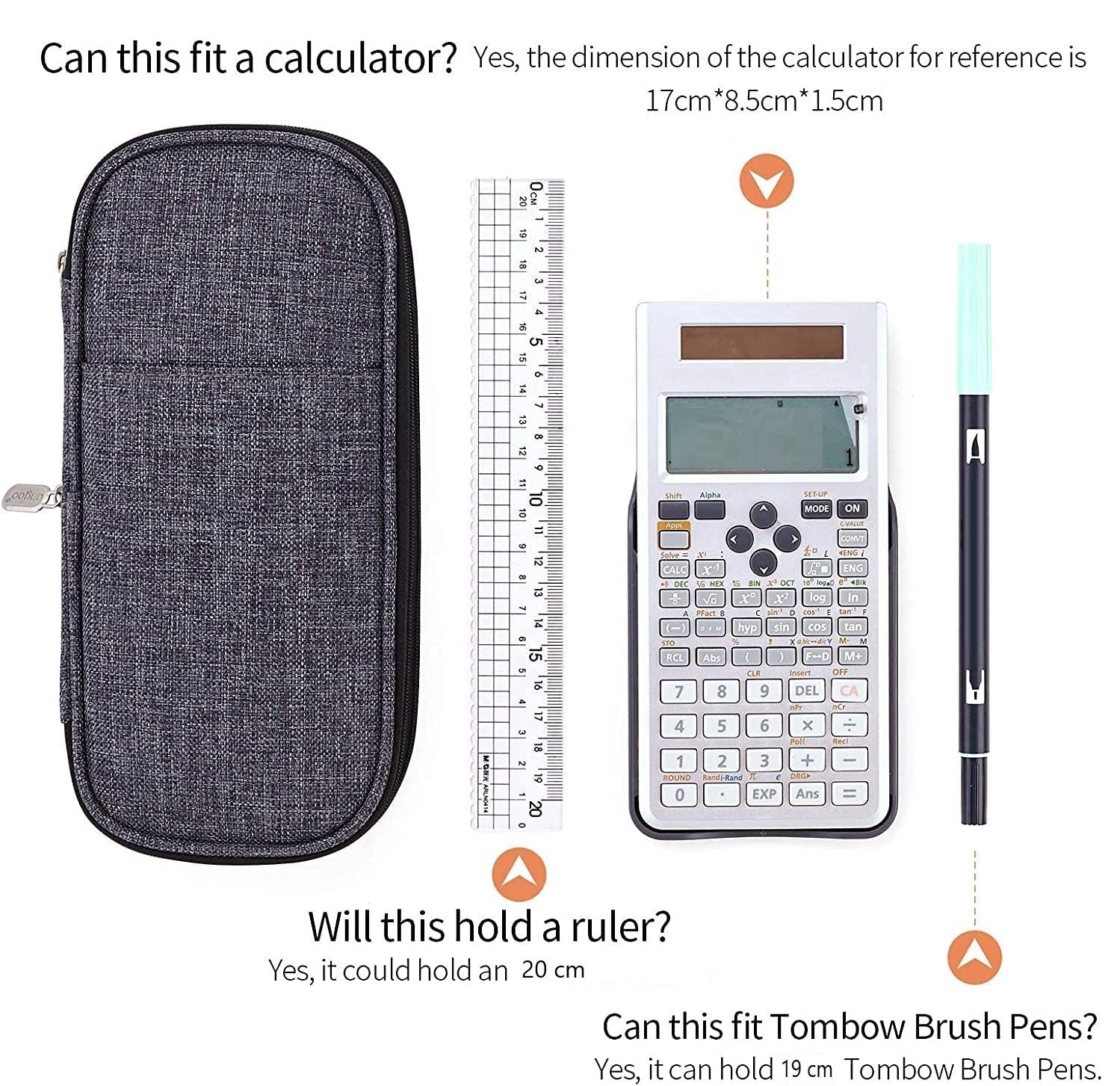 Foldable Large Capacity Pencil Bag for Youth School (Grey) 4