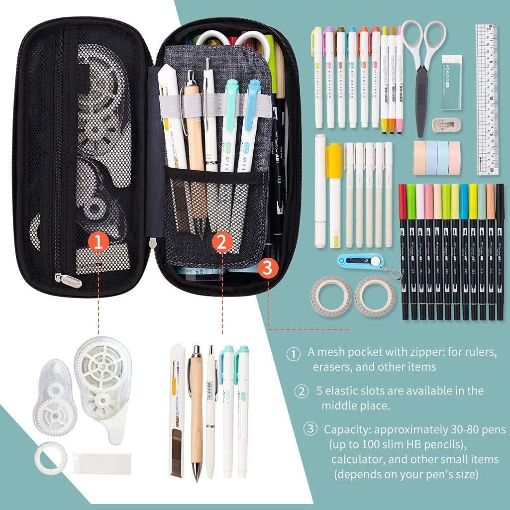 Foldable Large Capacity Pencil Bag for Youth School (Grey) 5