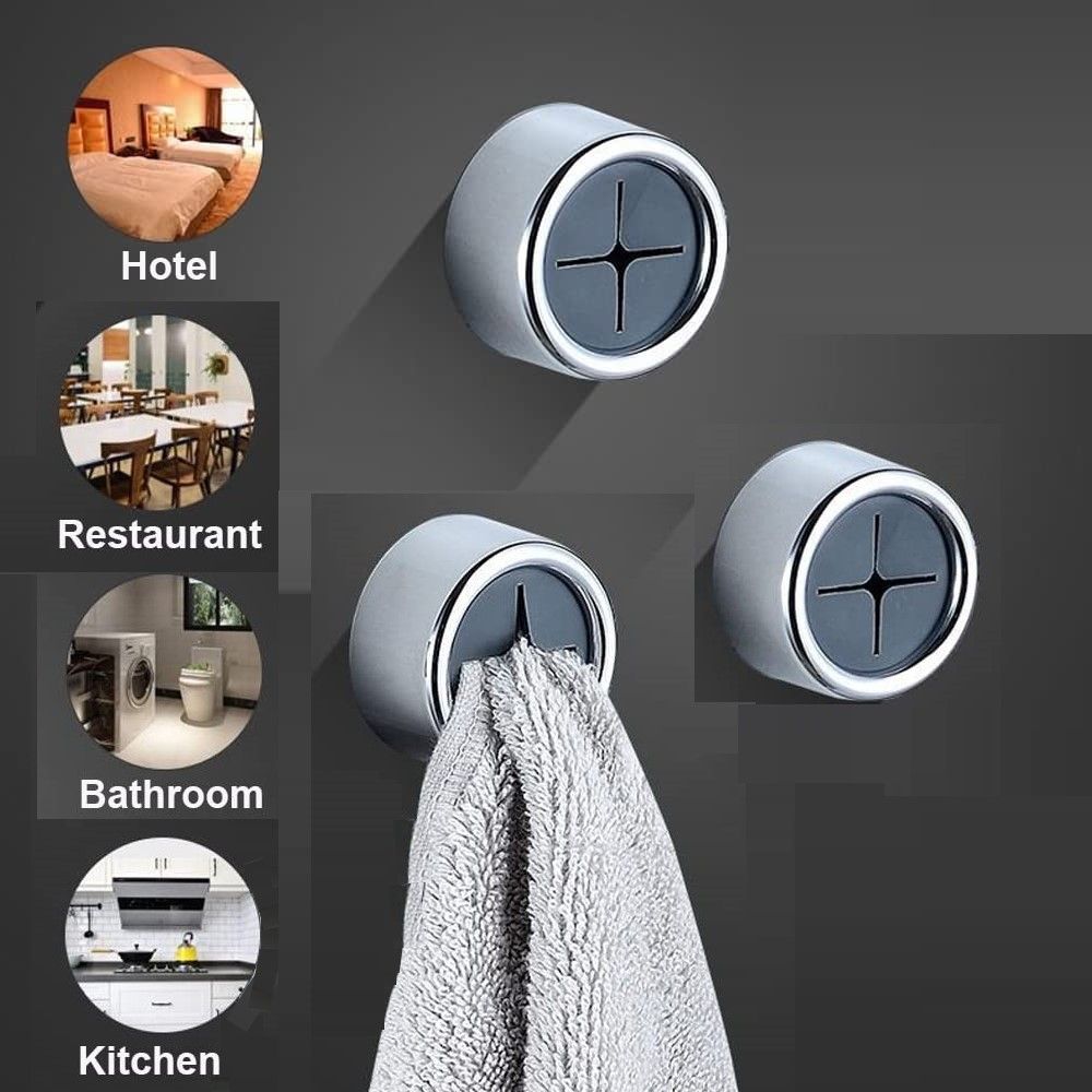3 Pack Self Adhesive Round Towel Hooks for Kitchen and Bathroom 6