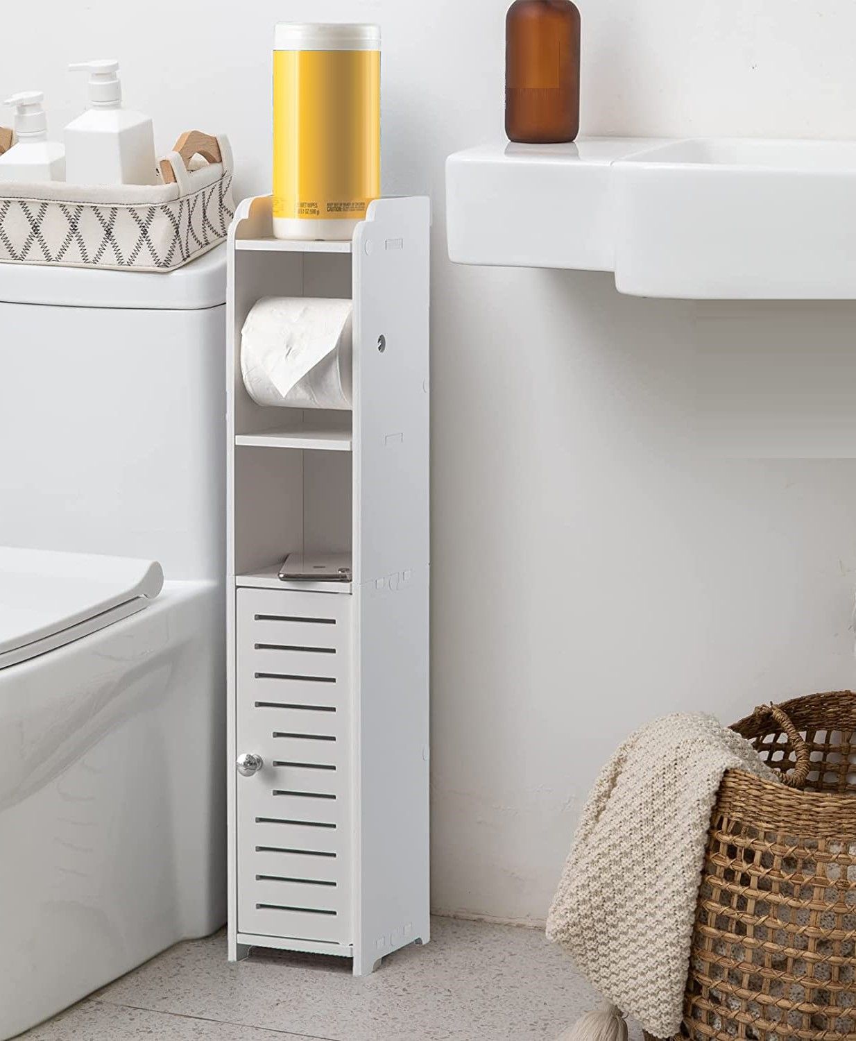 Toilet Paper Roll Holder for Bathroom with roller (White, 76cm) 5