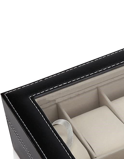 Black PU Leather Watch Organizer Display Storage Box Cases for Men & Women (12 slots) 6