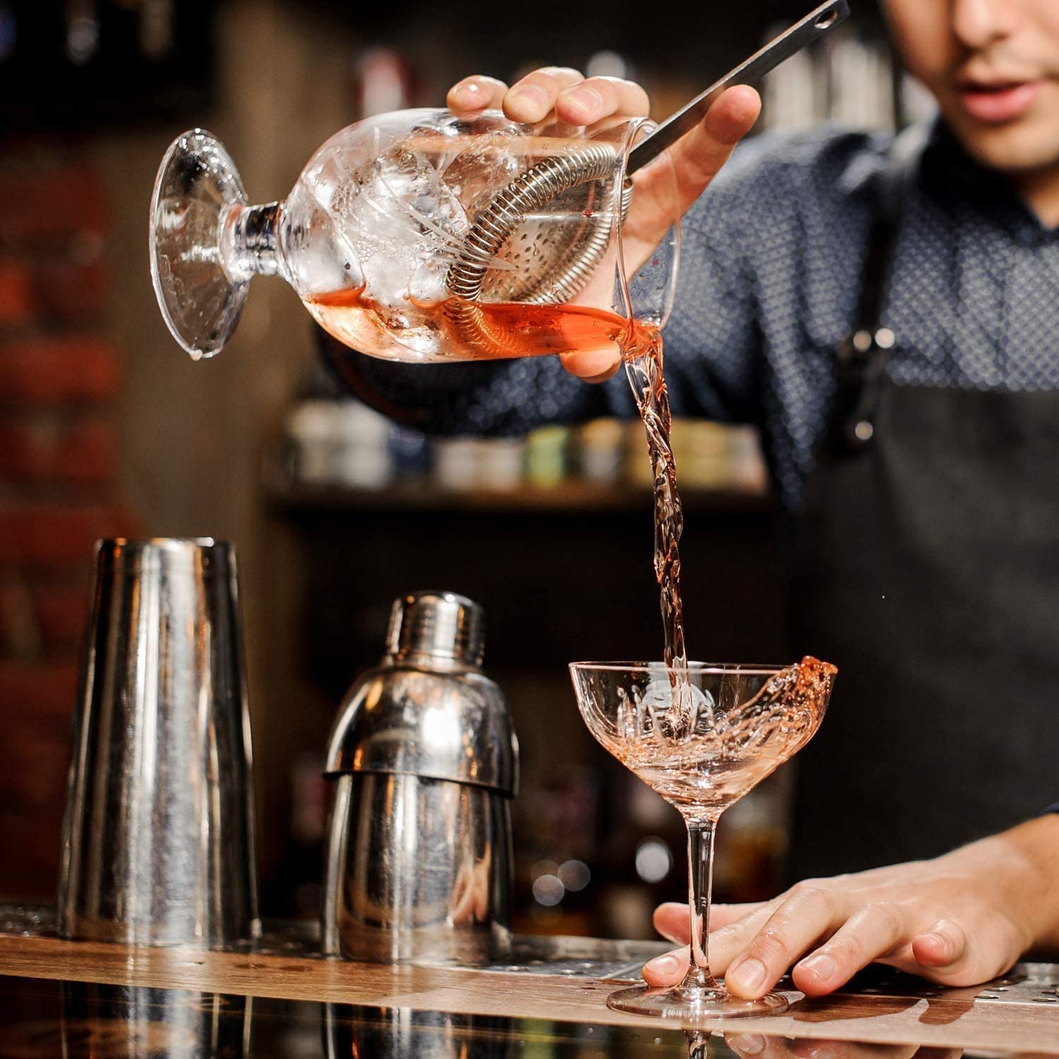 Cocktail Shaker Set Bartender Kit with Bamboo frame and 12 Pieces Stainless Steel Bar Tool Set 4