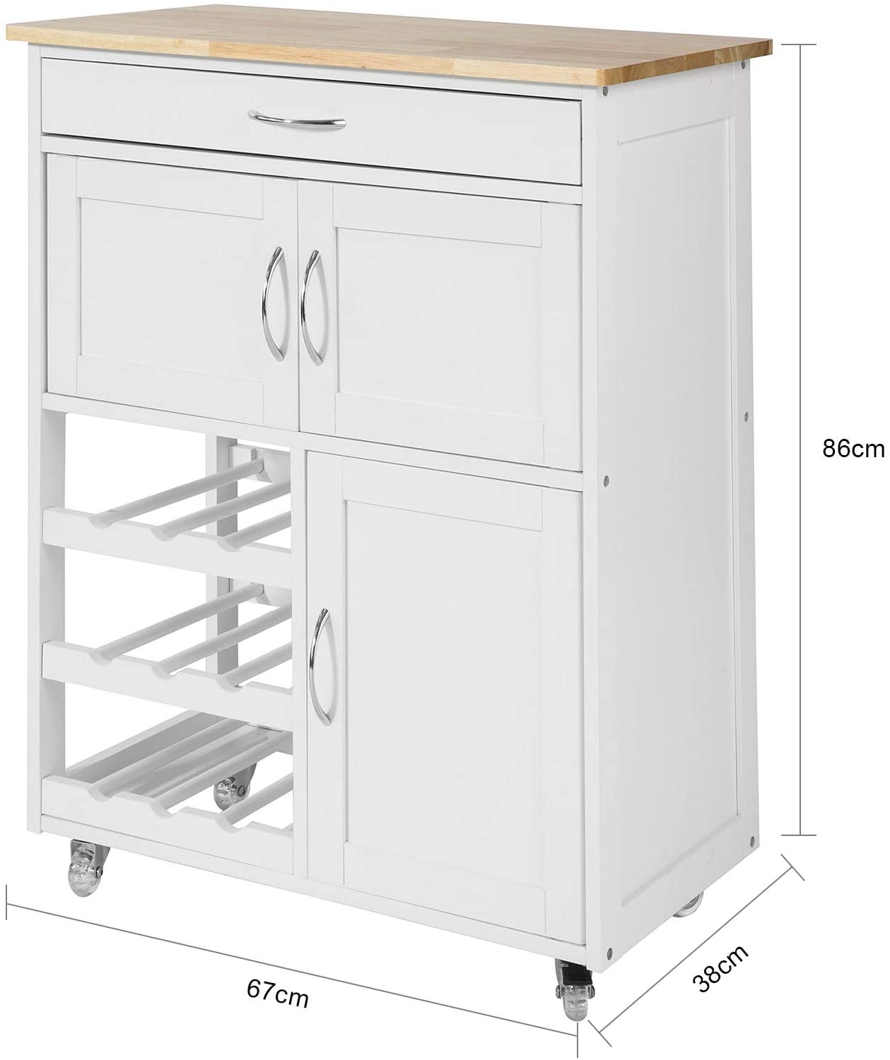 Kitchen Trolley with Wine Racks, Portable Workbench and Serving Cart for Bar or Dining 6
