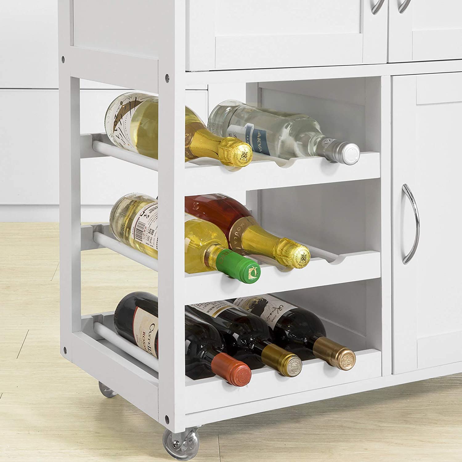 Kitchen Trolley with Wine Racks, Portable Workbench and Serving Cart for Bar or Dining 9