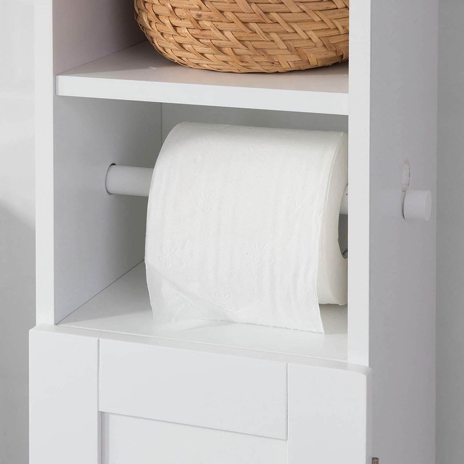 Toilet Paper Holder with Storage, Freestanding Cabinet, Toilet Brush Holder and Toilet Paper Dispenser 20x100x18 cm 7