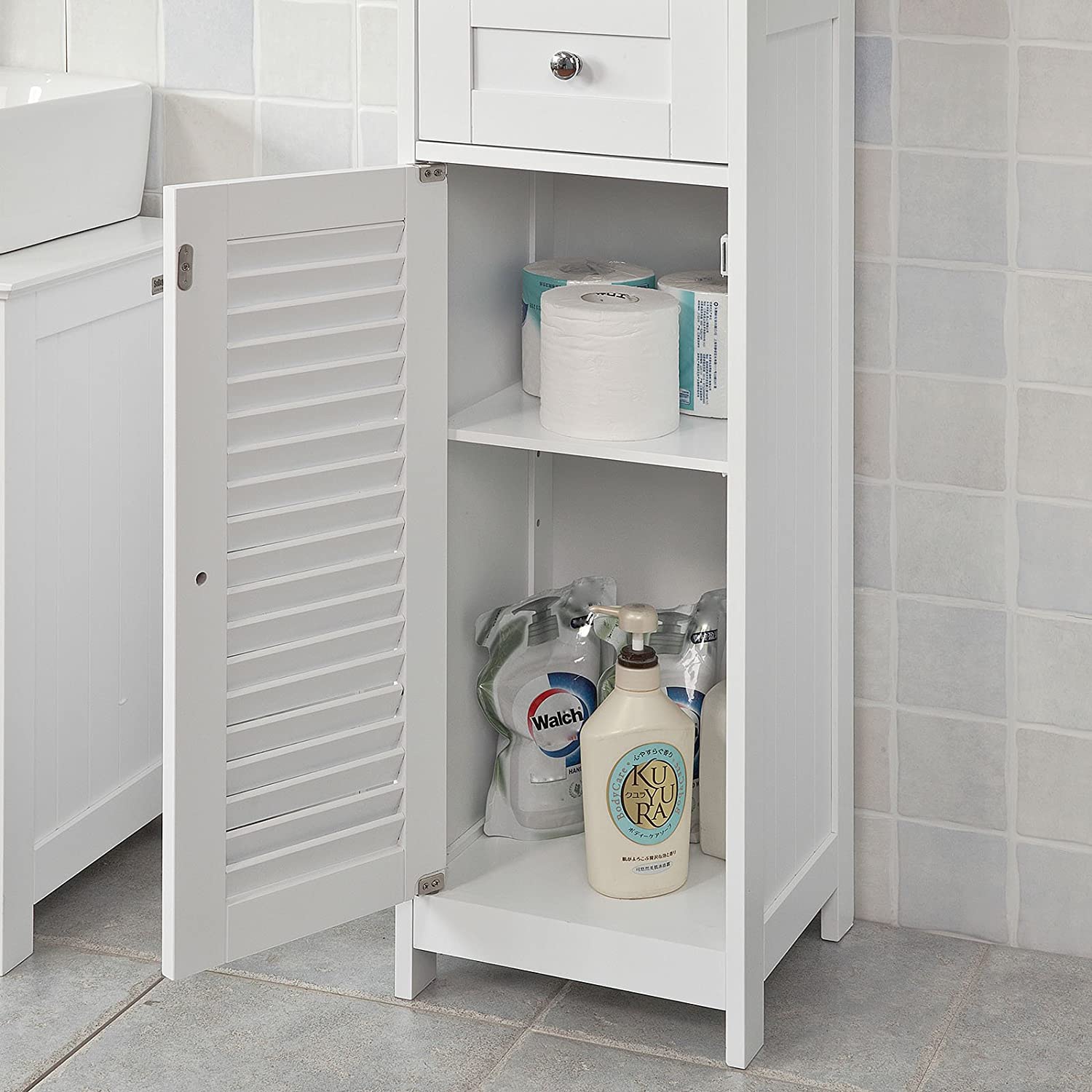 Freestanding Tall Bathroom Cabinet 170x32x30 cm 5