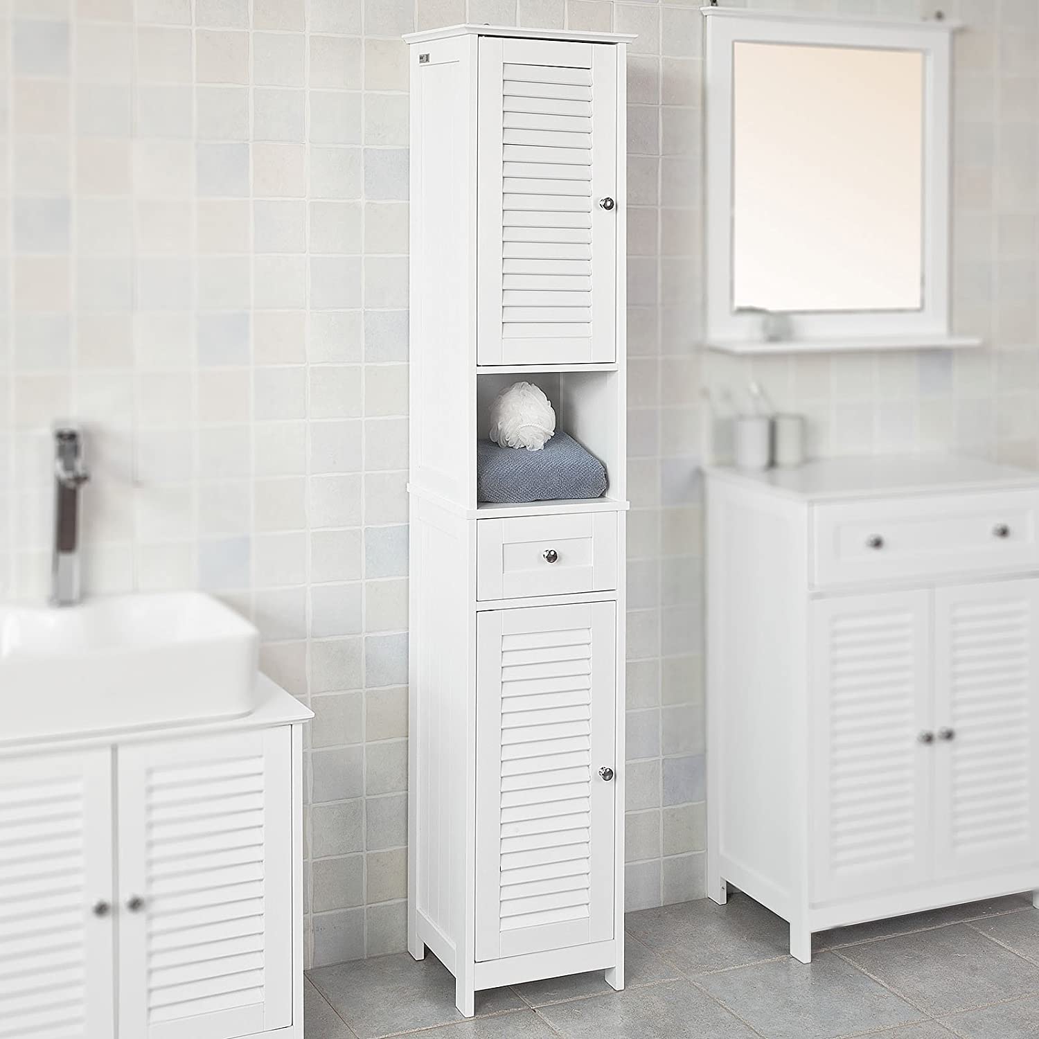 Freestanding Tall Bathroom Cabinet 170x32x30 cm 7