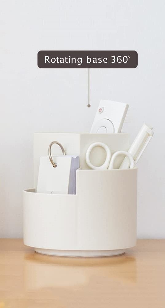 360 degree rotating multi-functional pen holder with 3 separate layer for office desk organiser (Grey) 3