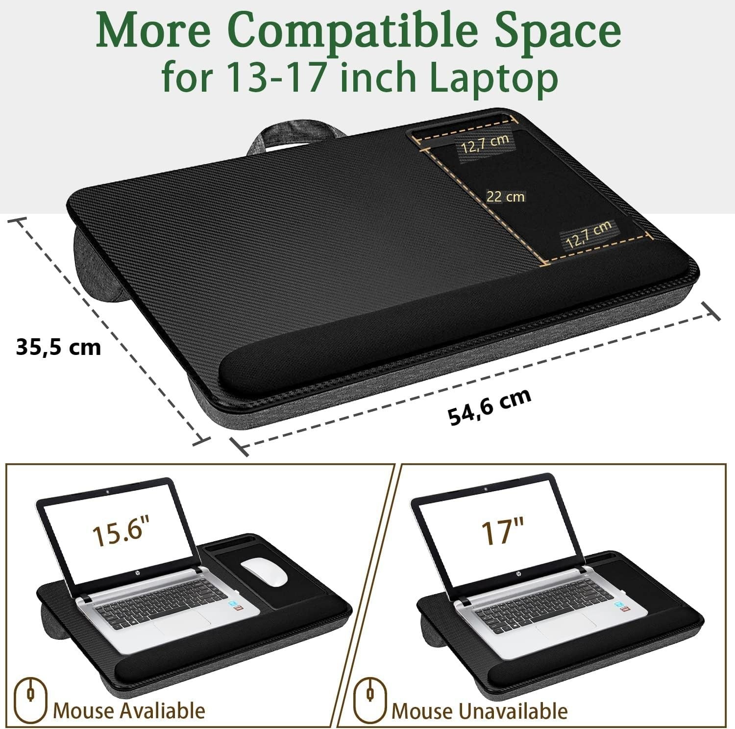 Portable Laptop Desk with Device Ledge, Mouse Pad and Phone Holder for Home Office (Black, 43cm) 3