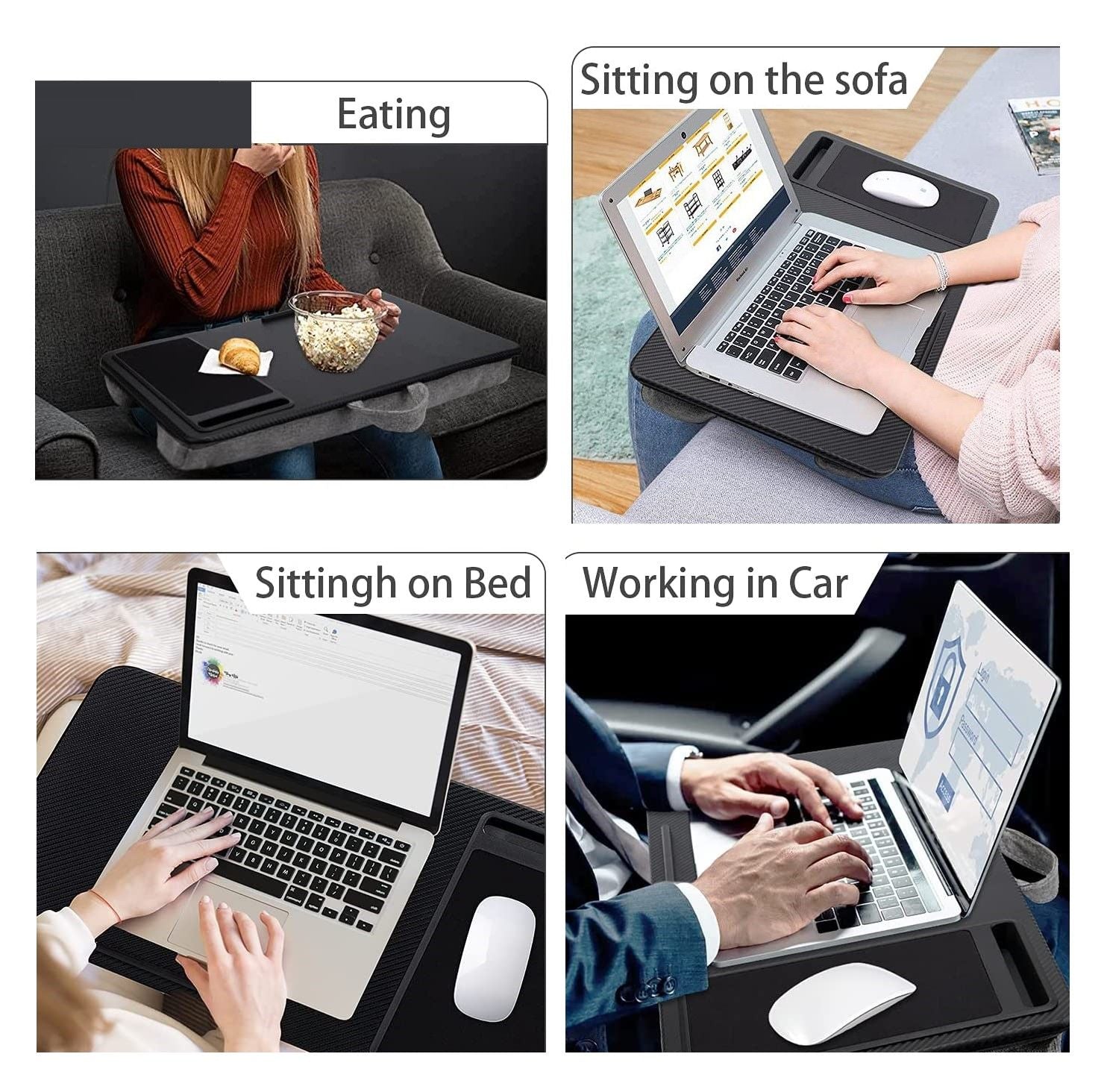 Portable Laptop Desk with Device Ledge, Mouse Pad and Phone Holder for Home Office (Black, 40cm) 7