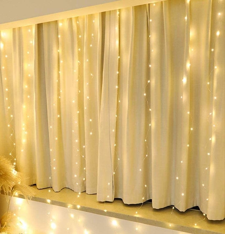 300 LEDs Window Curtain Fairy Lights 8 Modes and Remote Control for Bedroom (Warm White, 300 x 300cm) 4