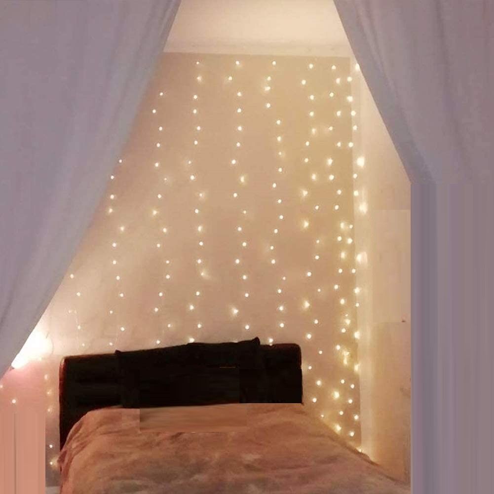 300 LEDs Window Curtain Fairy Lights 8 Modes and Remote Control for Bedroom (Warm White, 300 x 300cm) 5