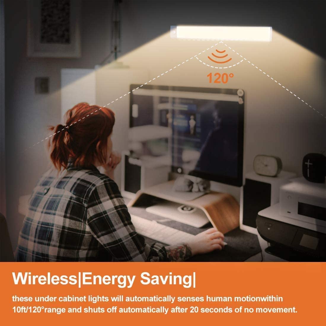 54 LED Rechargeable Under Cabinet Night Lighting for Kitchen and Bedroom (Silver and Yellow Light) 6