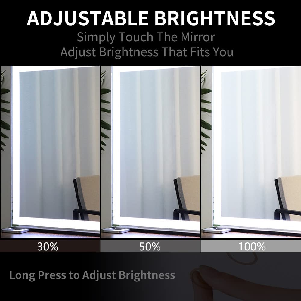 Large Hollywood Makeup Mirror 3 Modes Lighted and Smart Touch Control (92 x 68 cm) 4