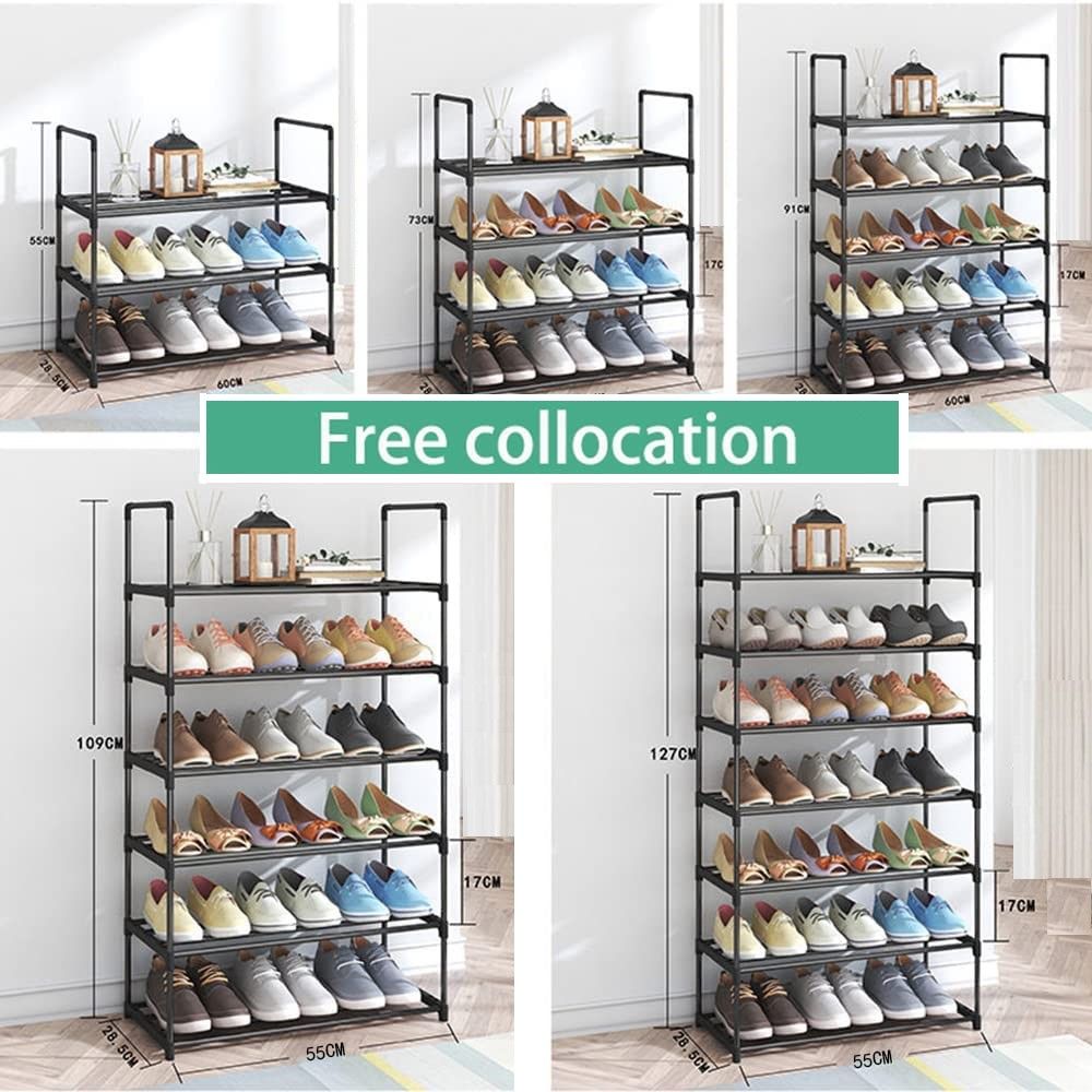 4-Tier Stainless Steel Shoe Rack Storage Organizer to Hold up to 20 Pairs of Shoes (80cm, Black) 5