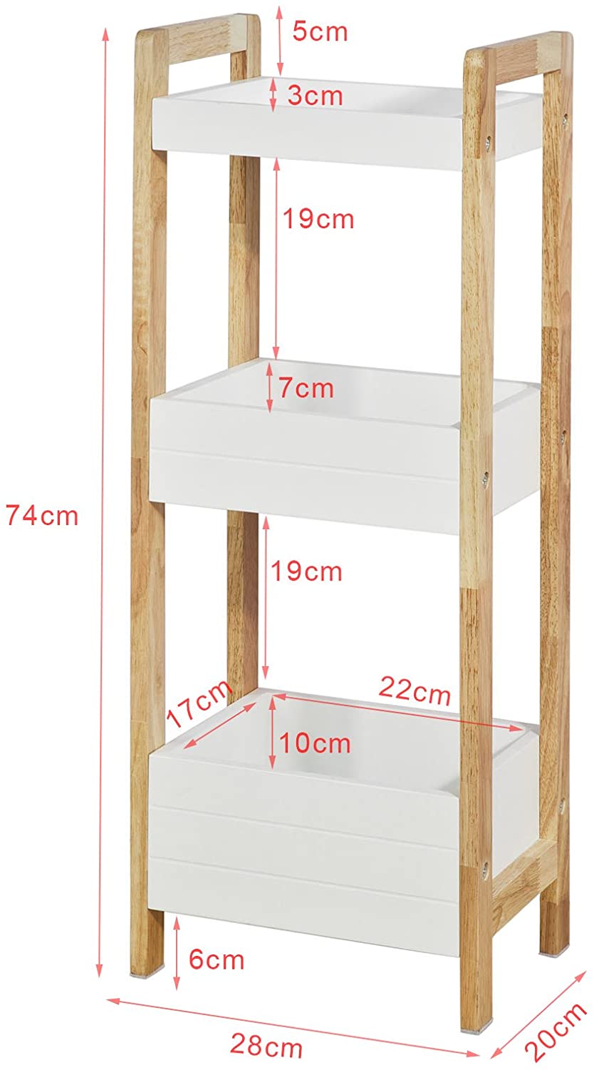 3-Tier White Storage Bathroom Shelf 3