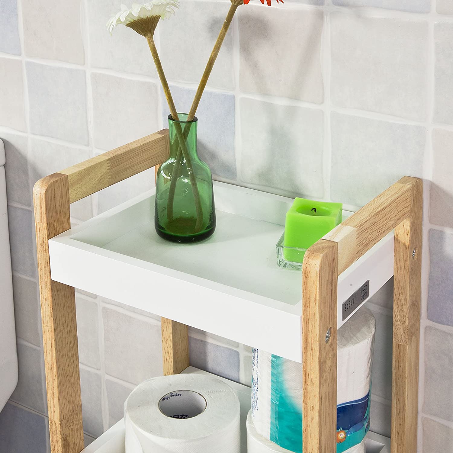 3-Tier White Storage Bathroom Shelf 4