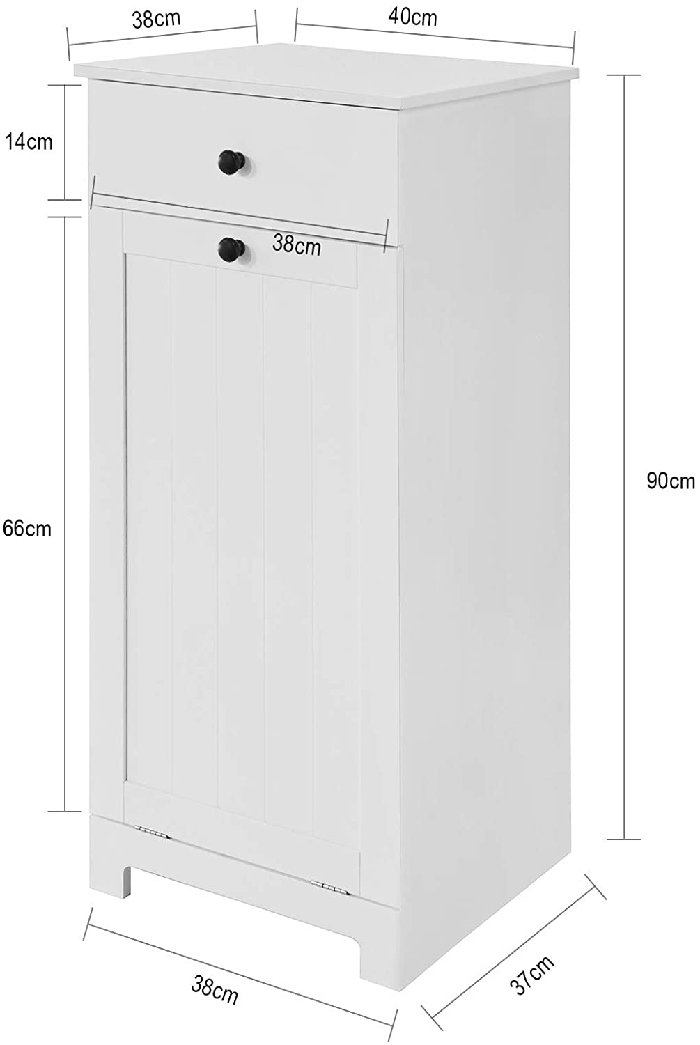 White Bathroom Cabinet with Laundry Basket and Drawer 5