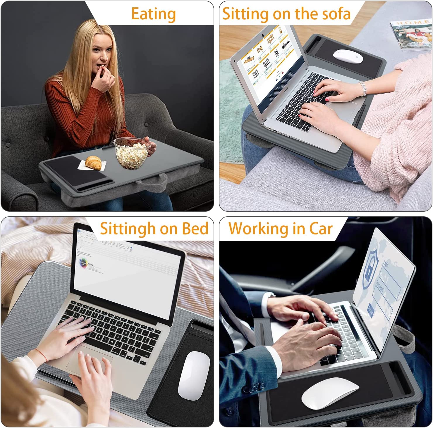 Portable Laptop Desk with Device Ledge, Mouse Pad and Phone Holder for Home Office (Silver, 40cm) 5