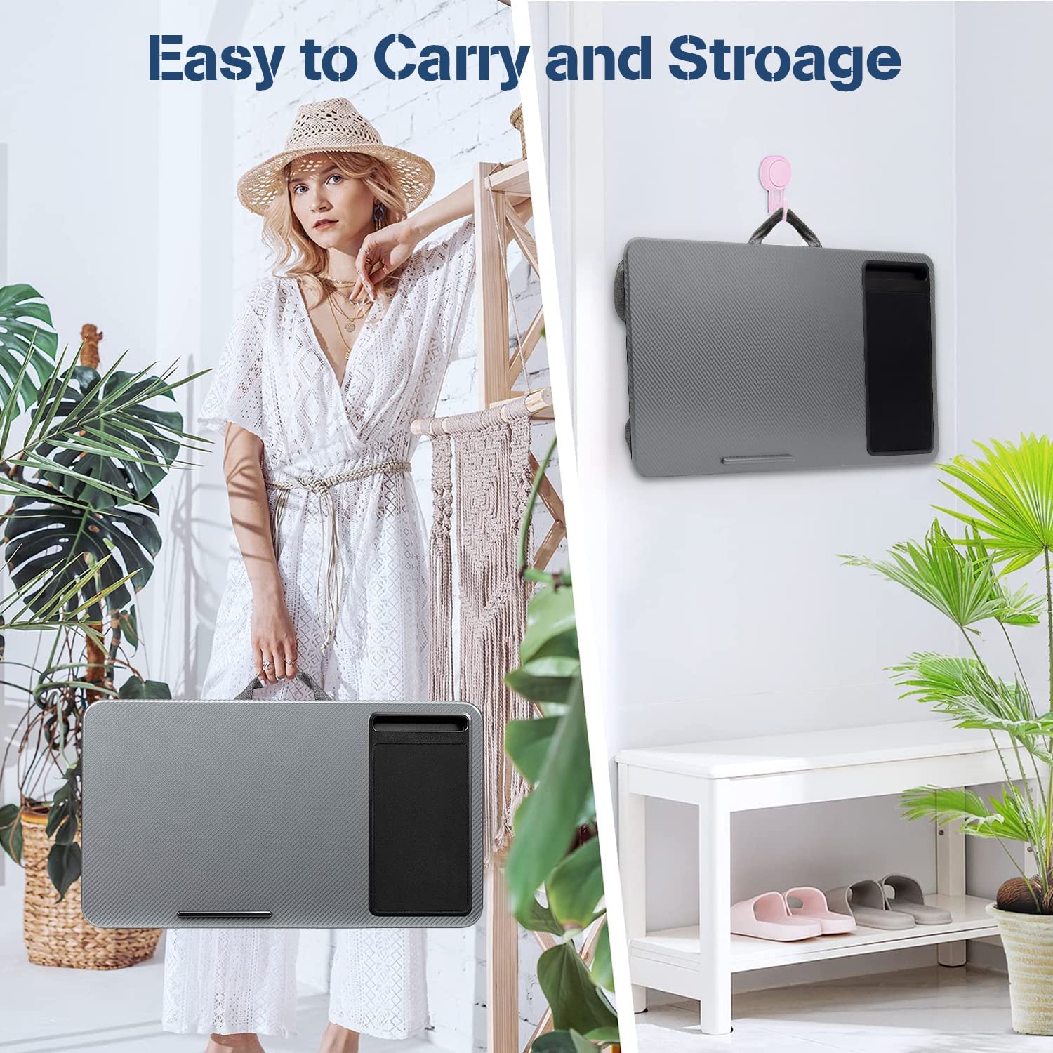 Portable Laptop Desk with Device Ledge, Mouse Pad and Phone Holder for Home Office (Silver, 40cm) 7