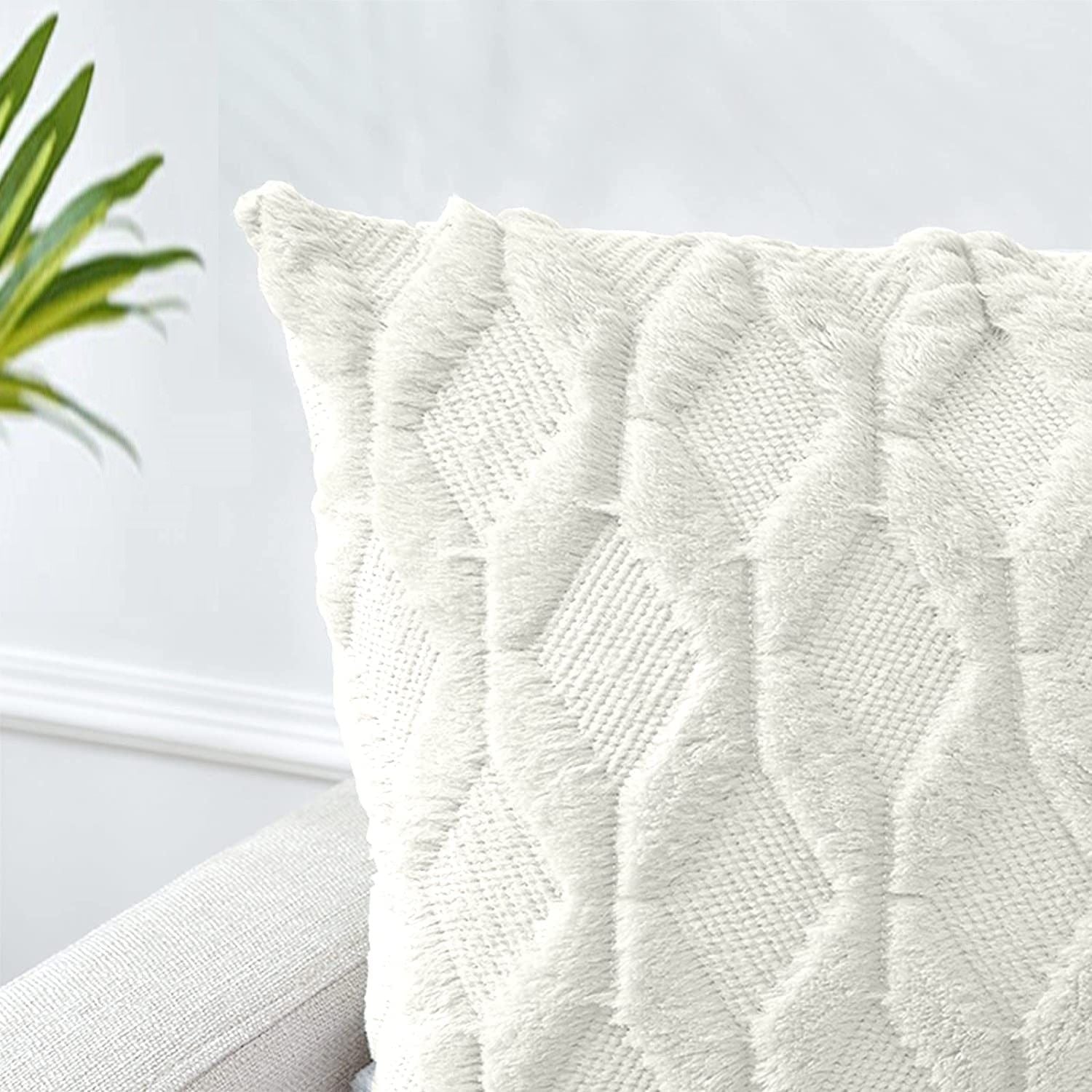 2 Pack Decorative Boho Throw Pillow Covers 45 x 45 cm (White) 3