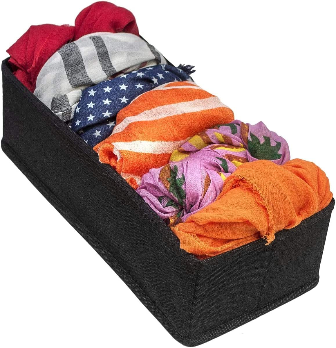 4 Pack Foldable Drawer Dividers Storage Boxes (Black) 6