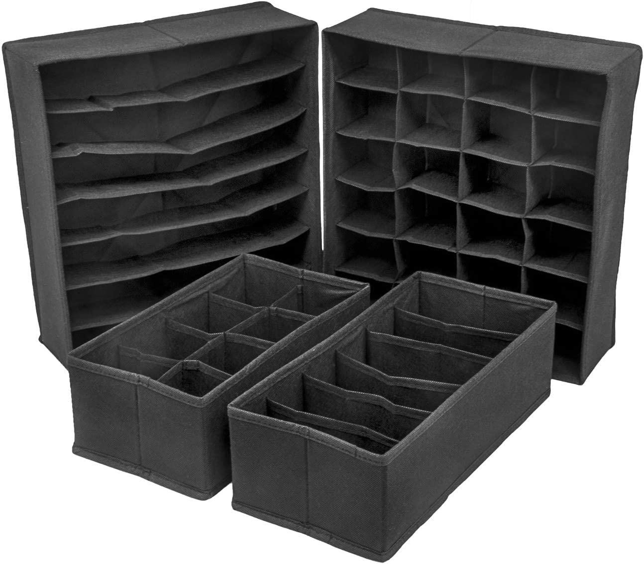 4 Pack Foldable Drawer Dividers Storage Boxes (Black) 7