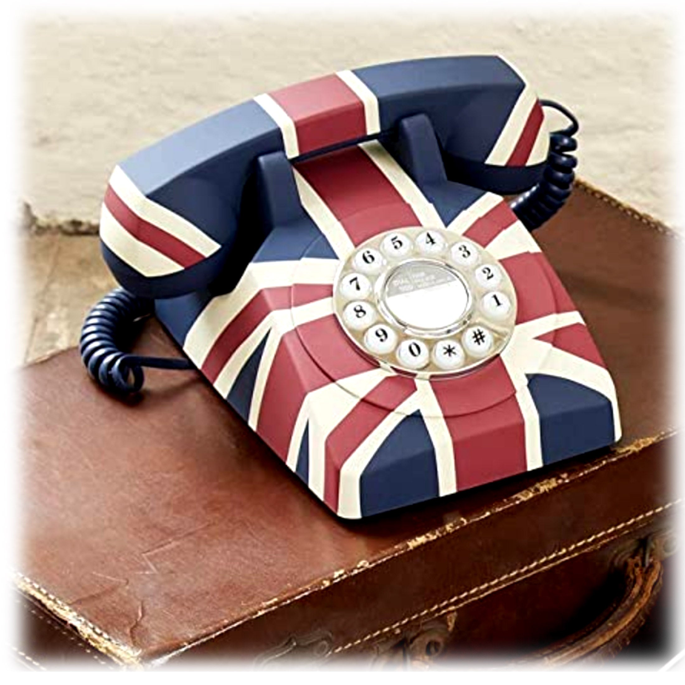 GPO 746 Retro Rotary Push Button Desk Home Phone Union Jack UK 3