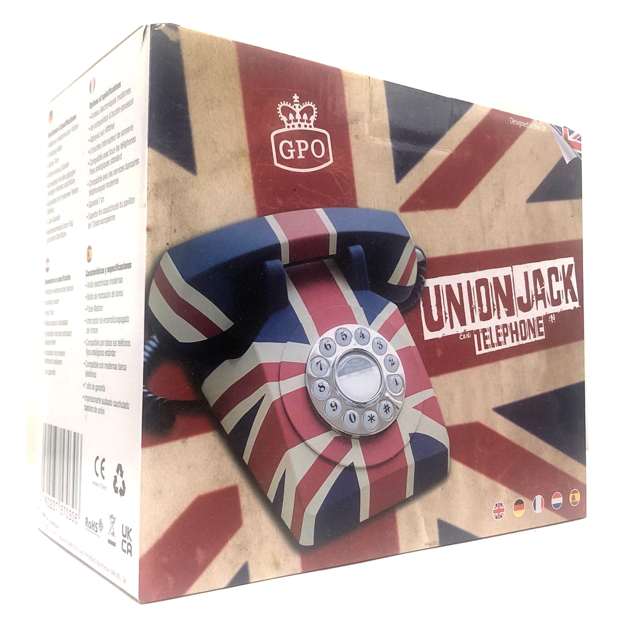 GPO 746 Retro Rotary Push Button Desk Home Phone Union Jack UK 4