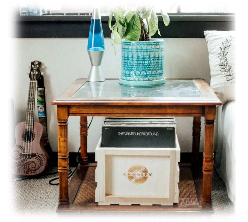 Twin Pack Crosley Vinyl LP Record Storage Crate Natural Wood 4