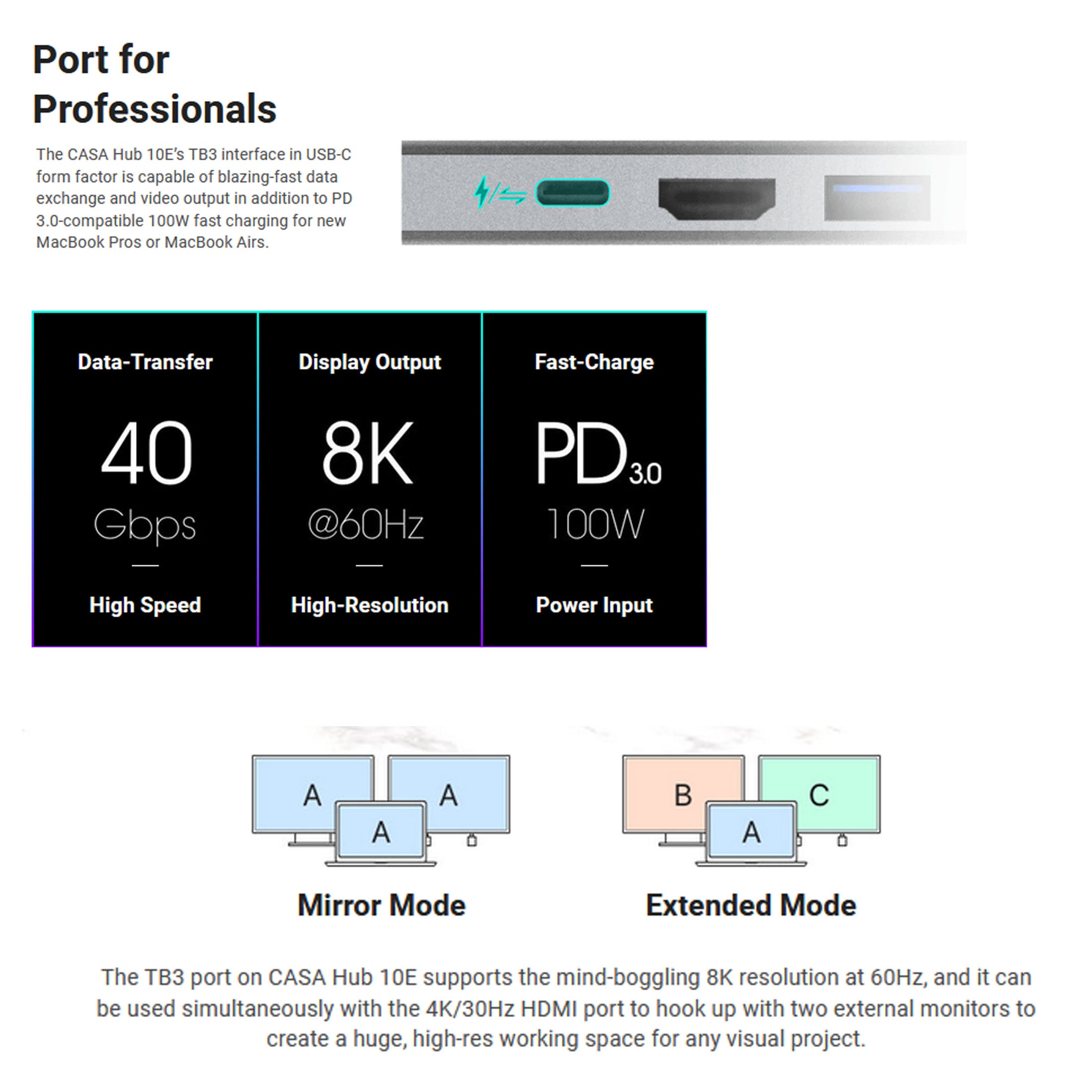 Adam Elements CASA HUB 10E SUPER DOCK USB-C TB3 8K HDMI Macbook Laptop 4