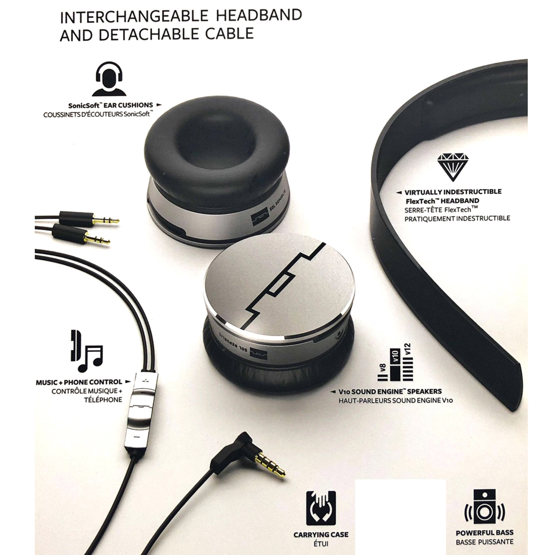 SOL Republic Tracks HD High Def V10 Headphones On Ear Wired Silver Grey 3