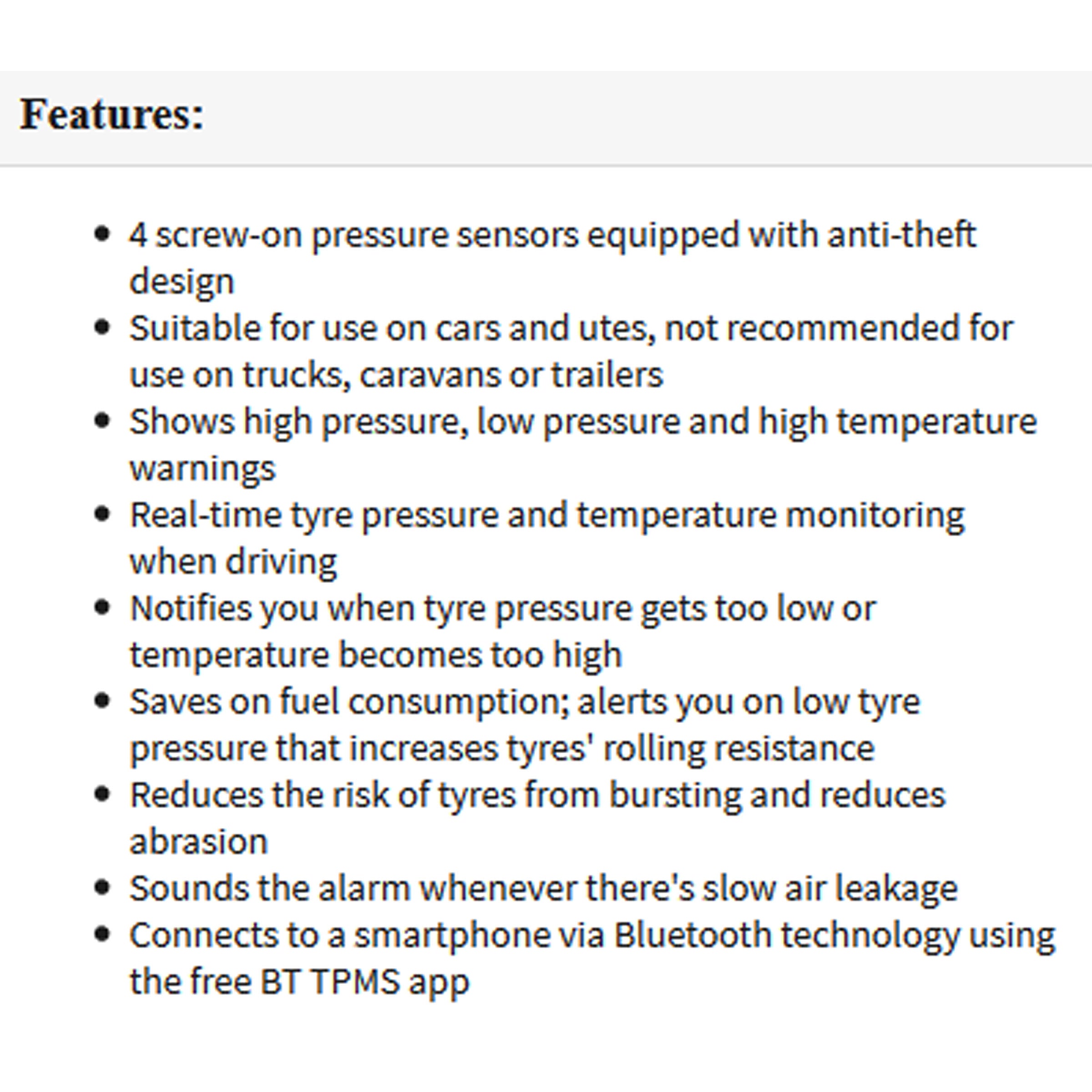 Gator DIY BT Wireless Car Tyre Pressure Monitor Monitoring System App Control TPM iOS 4