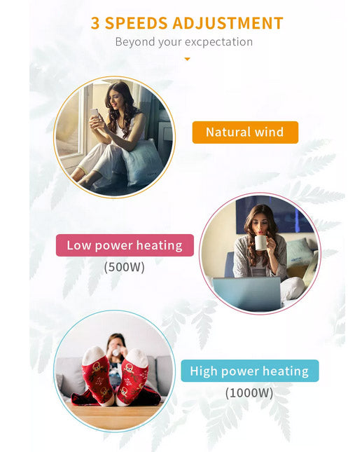 Kawa Smart Pink Edition PTC Ceramic Heater Oscillating Home Office Desk Personal 1000w 7