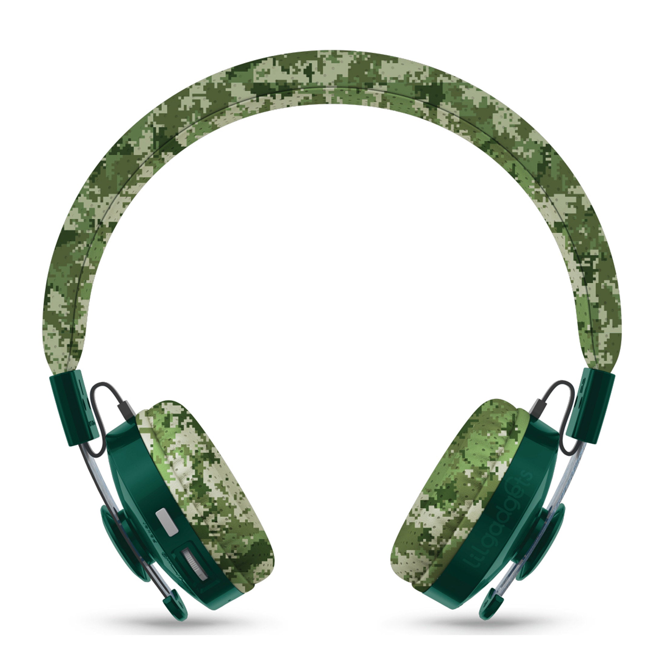 LilGadgets Untangled Pro Premium Children's Wireless Headphones Green Digital Camo 3
